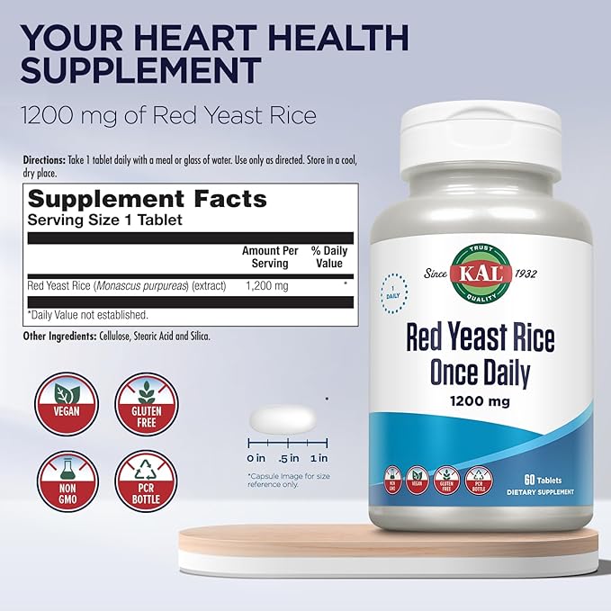 KAL 1200 Mg Red Yeast Rice, 60 Count