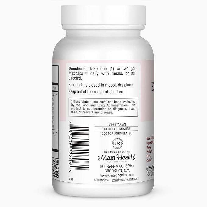 Maxi Health PremiumComplex Digestive Enzymes Aids Dairy & Fats, 60 Count