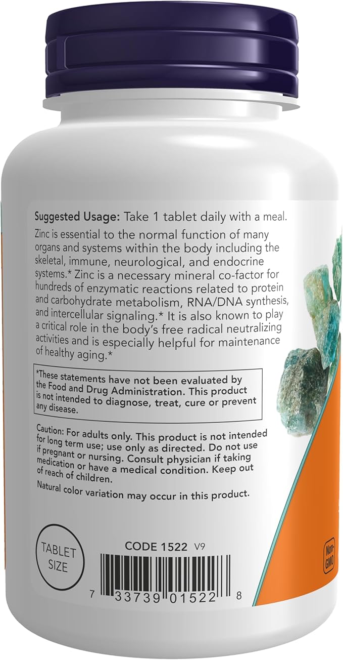 NOW Supplements, Zinc (Zinc Gluconate) 50 mg, Supports Enzyme Functions*, Immune Support*, 250 Tablets (Pack of 2)