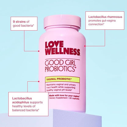 Love Wellness Good Girl Probiotics and Healthy V Vitamin | Womens Wellness Duo | Womens Probiotics Supplements for pH Balance and Vaginal Health