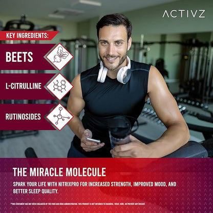 ACTIVZ NitroxPro™ Drink Powder - Beets, L-Citrulline, Rutinosides, CyLoc Dextrin & DexKey for Nitric Oxide, Cardiovascular Support, 6.0 oz (171g)