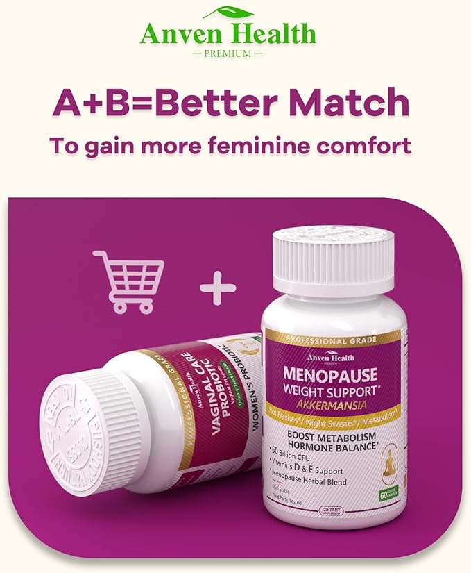 Akkermansia Probiotics for Women in Menopause – 60 Billion CFU for Gut, Metabolism & Hormonal Balance – Non-GMO, Vegan, with Herbal Support, Calcium, Prebiotics & Vitamins | 180 Capsules