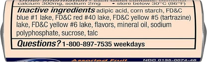 TUMS Extra Strength Antacid Tablets for Chewable Heartburn Relief and Acid Indigestion Relief, Assorted Fruit Flavors - 8 Count Roll