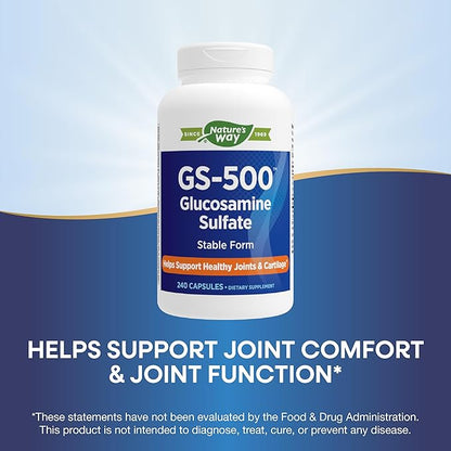 Nature's Way GS-500 Glucosamine Sulfate, Joint Health Support Supplement*, 240 Capsules