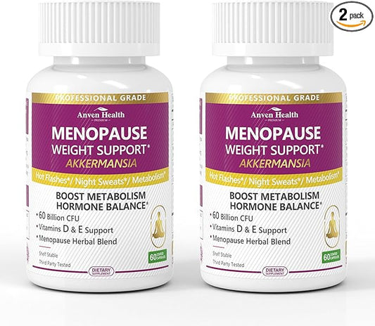 Akkermansia Probiotics for Women in Menopause – 60 Billion CFU for Gut, Metabolism & Hormonal Balance – Non-GMO, Vegan, with Herbal Support, Calcium, Prebiotics & Vitamins | 120 Capsules