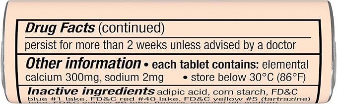 TUMS Extra Strength Antacid Tablets for Chewable Heartburn Relief and Acid Indigestion Relief, Assorted Fruit Flavors - 8 Count Roll
