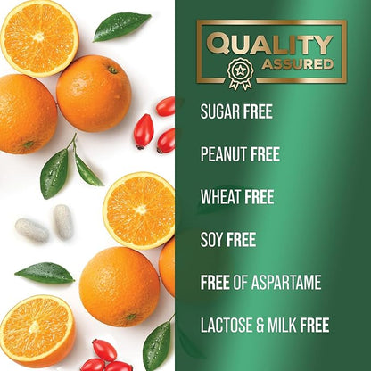 Chewable Vitamin C 1000mg - Extra Strength Antioxidants for Powerful Immune Support w/Vitamin C & Rose HIPS - Potent Dietary VIT C Chews Supplement, Natural, Vegan - Tasty Orange Flavor - 60 Tablets