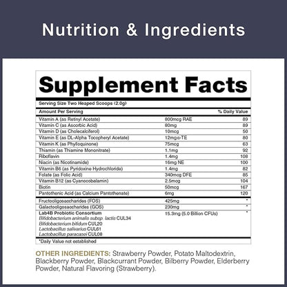 Toddler Probiotic with A-Z Multivitamins & Prebiotics for Ages 1-4 | 5 Billion CFUs | Supports Immune, Gut & General Health | Berry Flavor Powder | 30 Day Supply | Vegetarian & Gluten Free