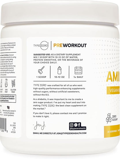Type Zero Amino Burn Vegan BCAAs + Pre-Workout (Pina Colada Flavored)