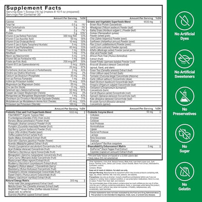 FORCE FACTOR Smarter Greens Superfoods + Energy Powder to Boost Energy & Support Digestion, Gut Health, Bloating, Greens Powder with Digestive Enzymes, Probiotics & Prebiotics, Lemon Lime, 30 Servings