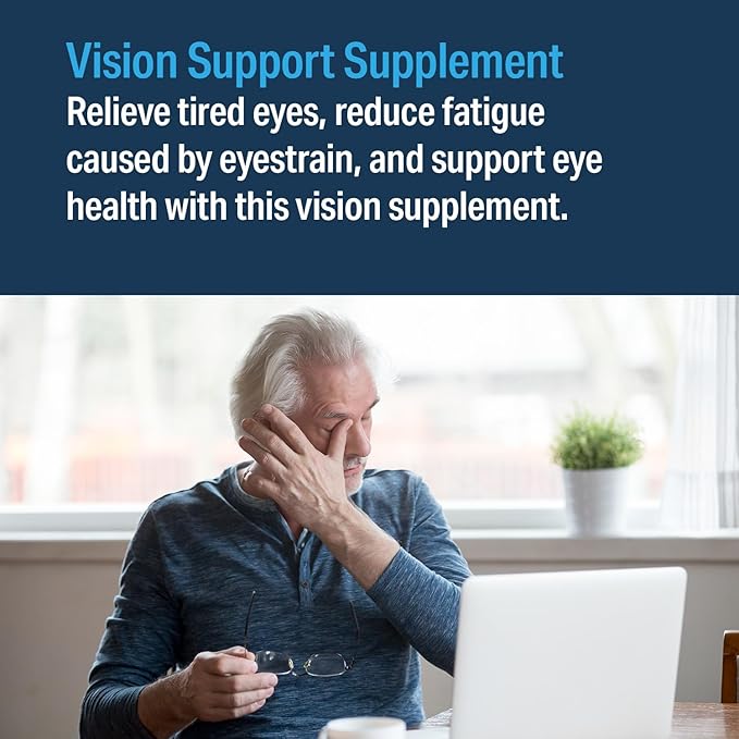 – Advanced Vision Formula Supplement, Healthy Vision, Eye Function Support, Eye Vitamins, Lutein, Zeaxanthin, Vitamin A, C, Zinc, Gluten Free, Dairy Free, Vegan (60 Tablets)
