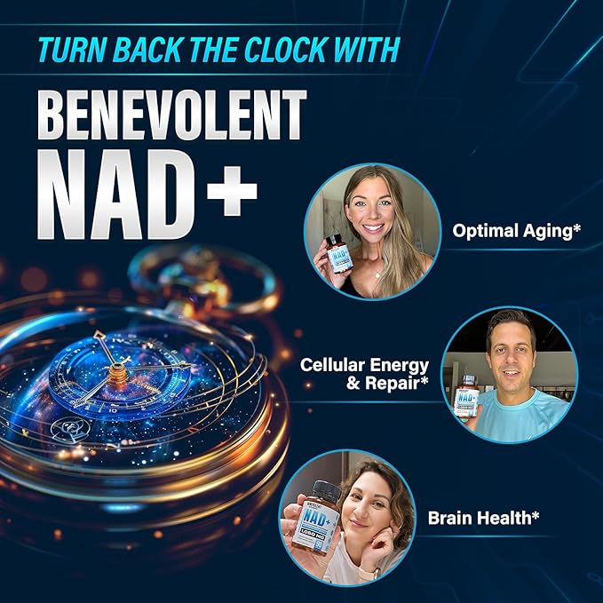 Benevolent NAD+ Supplement 1050mg – 90 Capsules for Maximum Absorption & Cellular Energy Boost – Supports Brain Function, Memory, Stamina & Healthy Aging with Nicotinamide Riboside, Trans-Resveratrol
