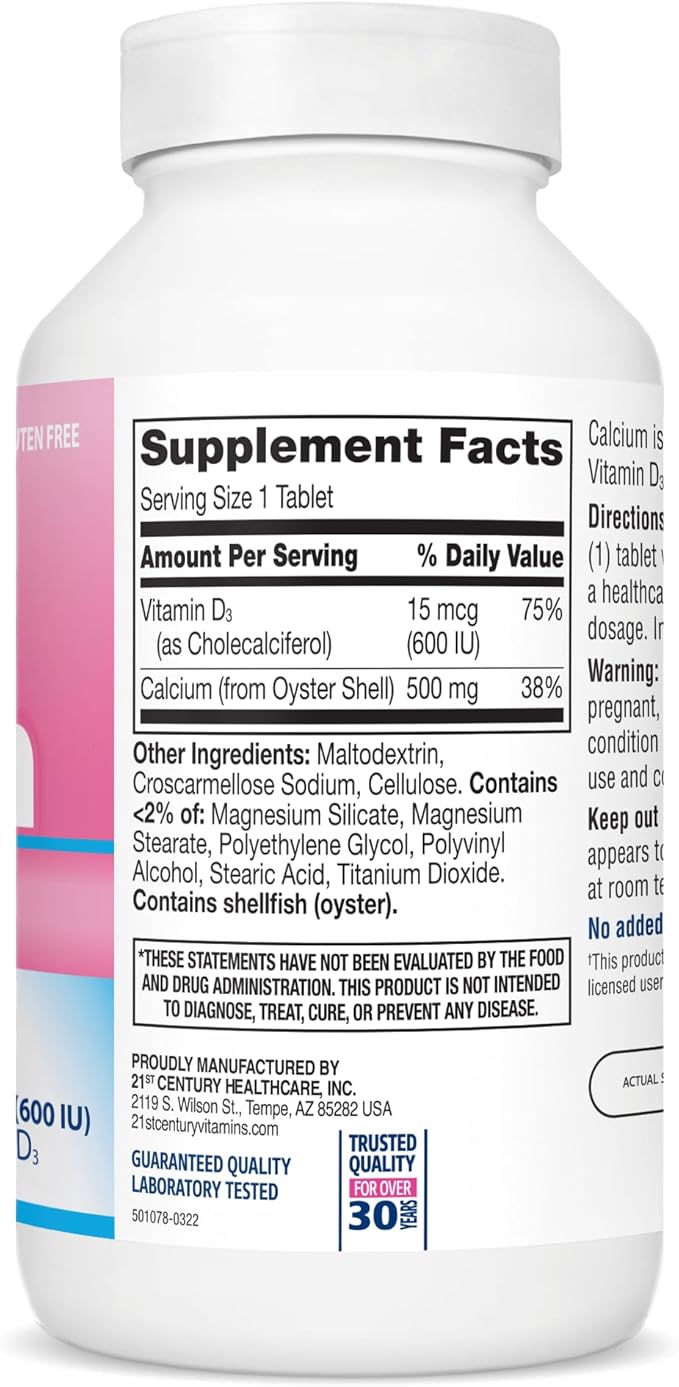 21st Century Vitamins Calcium 500 Plus Extra D Caplets, 400 Count