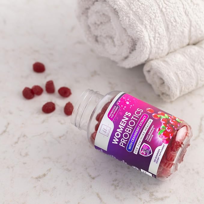 Probiotics for Women with Cranberry Extract - 6 Premium Strains for PH Balance, Digestive Health, Vaginal & Immune Support, 3 Billion CFU, Womens Probiotic Gummy for Feminine Health - 120 Gummies