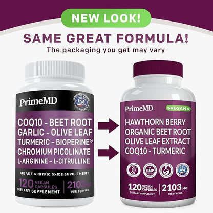 26-in-1 Nitric Oxide Supplement - Heart & Circulation Support with CoQ10, Turmeric, Organic Beet Root, Hawthorn Berry & Garlic - 2103mg per Serving (120ct, Pack of 2)