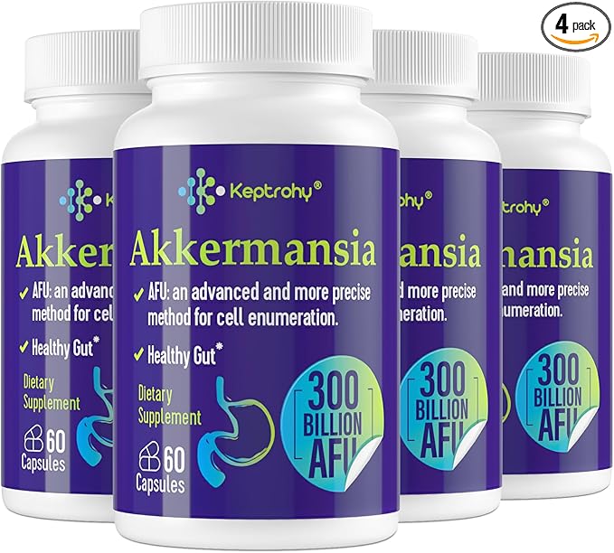 GLP-1 Supplement - 300 Billion AFU Akkermansia Probiotic for Women & Men, Akkermansia Muciniphila for GLP-1 Production, Digestive, Gut, Immune Health, Enhances Gut Digestive Lining function, 4 Pack