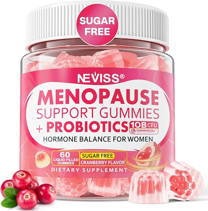 Sugar Free Menopause Supplement Filled Gummies for Women, (Made in USA) Menopause Probiotics Gummies with Ashwagandha, Dong Quai & Black Cohosh for Hot Flashes, Night Sweats, Mood Swings, Gut Health