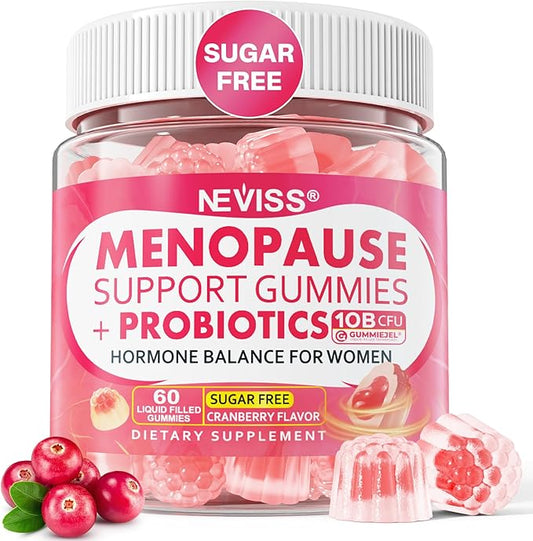 Sugar Free Menopause Supplement Filled Gummies for Women, (Made in USA) Menopause Probiotics Gummies with Ashwagandha, Dong Quai & Black Cohosh for Hot Flashes, Night Sweats, Mood Swings, Gut Health