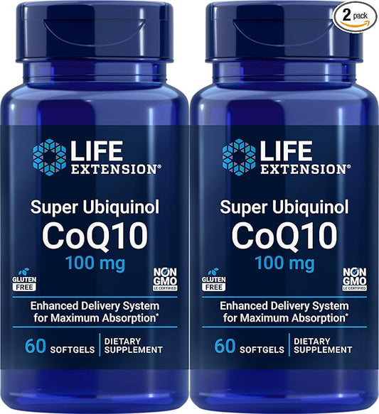 Life Extension Super Ubiquinol CoQ10 100 mg, 60 softgels (Pack of 2)