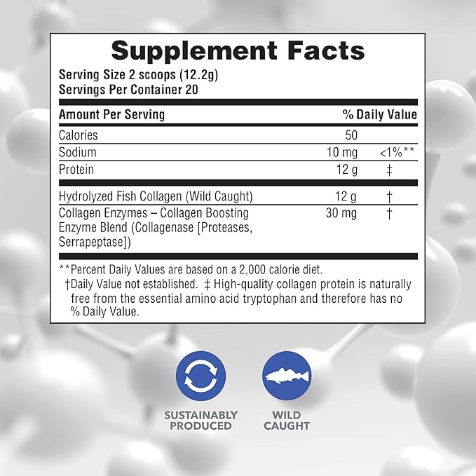 Natures Plus Marine Collagen Peptides, Unflavored - 0.54 lb - Hair, Skin, Nail & Joint Health, Immune System Support - Gluten Free, Non-GMO - 20 Servings