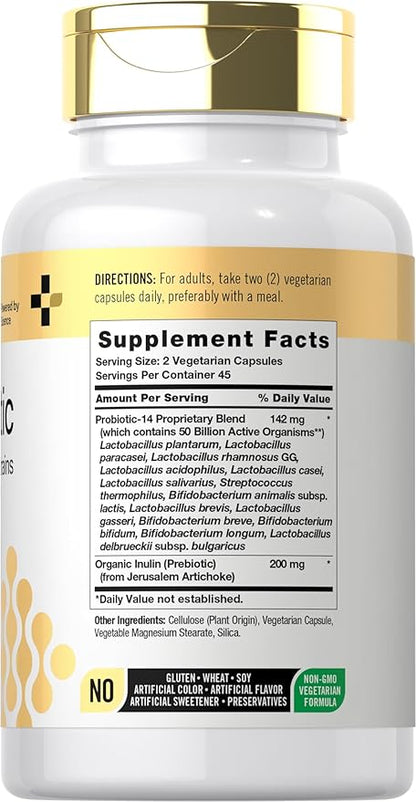 Doctor's Way Probiotic Supplement | 50 Billion Active Organisms | 90 Capsules | 14 Strains with Prebiotic | for Men and Women | Vegetarian, Non-GMO, Gluten Free