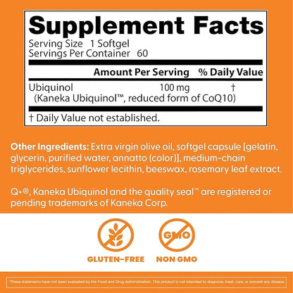 Doctors Best Ubiquinol, Reduced-Form Coenzyme Q10, Non-GMO, Gluten Free, Soy Free 60 Softgels