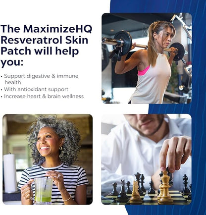 MAXIMIZE HQ Resveratrol Patches - 8 Hour Time-Release - Gluten Free - Vegan