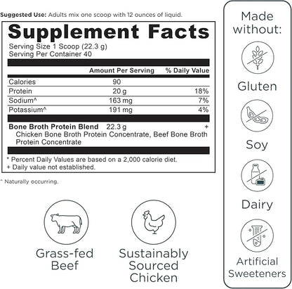 Ancient Nutrition Grass Fed, Cage Free, Bone Broth Protein Powder, 20g Protein, Hydrolyzed Collagen Peptides, Keto & Paleo Friendly, Supports Joint & Gut Health, Pure, 40 Servings