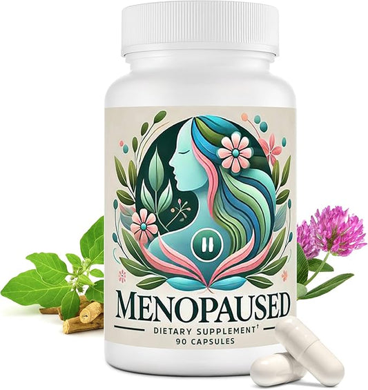 Complete Multi-Symptom Menopause Supplement for Women - Provide Menopause Relief, Hot Flashes, Night Sweats, & Mood Swings, Hormone Support for Women, Non-Gluten & Non-GMO, 90 Capsules
