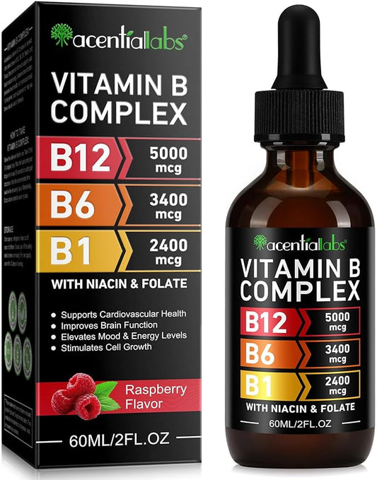 Organic Vitamin B Complex,Vitamin b Complex for Women, Vitamin B Complex Liquid, Vitamin B12 Methylcobalamin,Vitamin b6,B1,B9 for Metabolic Health Support, Vegan, Non-GMO, Gluten Free