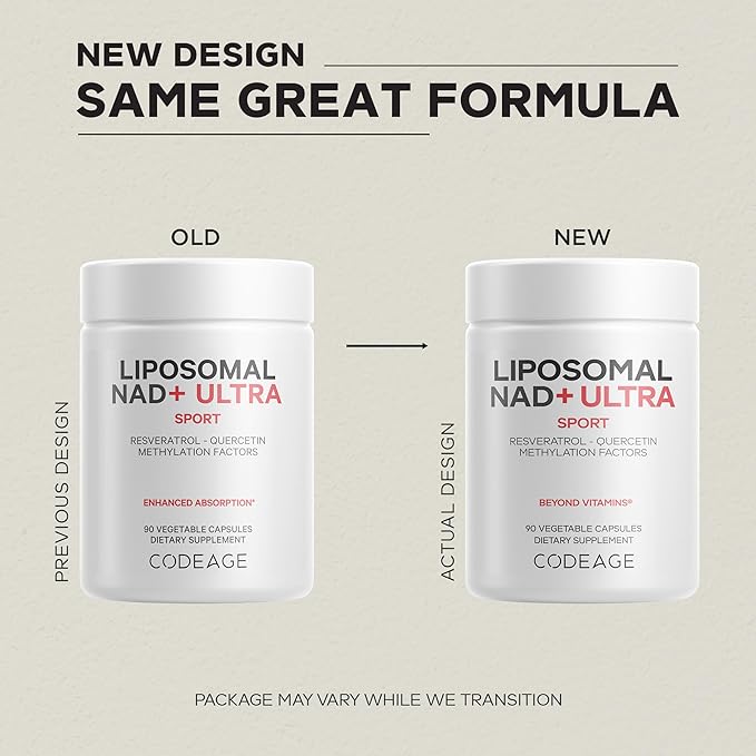 Codeage Liposomal NAD+ with Resveratrol & Vitamin B - NAD Plus Ultra for Energy & Healthy Aging Support - NAD Vitamin Supplement with Quercetin, Betaine, Riboflavin - Bioavailable - 90 Capsules