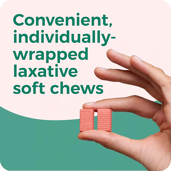Dulcolax Saline Laxative Soft Chews, Fast-Acting Laxative, Gentle Constipation Relief, Mixed Berry Flavor, Magnesium Hydroxide 1200 mg, 30 Count, Occasional Constipation.