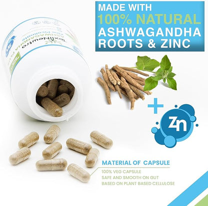 Ashwagandha & Zinc Picolinate Supplement - 300mg Ashwagandha Root Extract & 15mg Zinc per Capsule - 60 Capsules