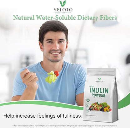 Organic Inulin Powder, Pure Inulin Prebiotic Supplement Natural Soluble Fibers Sweetener for Digestive Function, Unflavored & Unsweetened Superfood for Smoothie, Gluten Free, Vegan, 2.2 lb