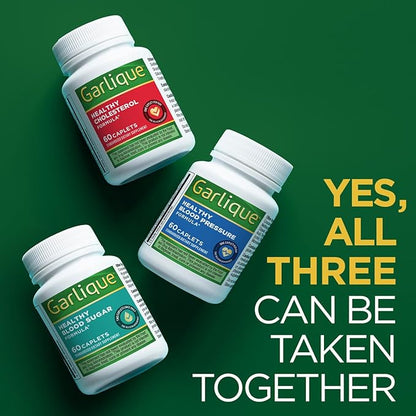 Garlique Garlic Extract Supplement, Healthy Blood Pressure Formula, 1800 mcg allicin, Odorless & Vegan, 60 Caplets