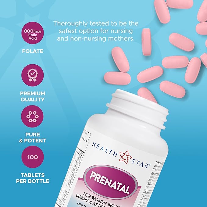Prenatal Vitamins for Women Before, During & After Pregnancy Prenatal-Postnatal Multivitamins with Folic Acid & Minerals for Pregnancy Support| Daily Pregnancy Supplement, 100 Tablets