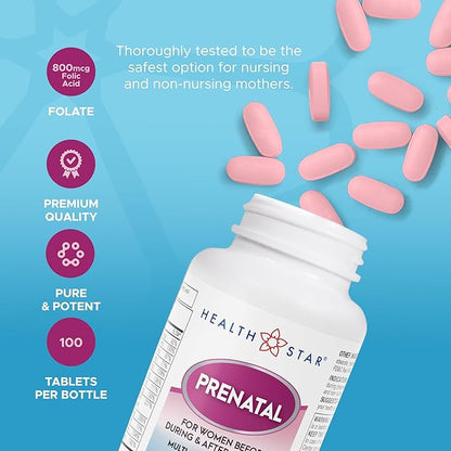 Prenatal Vitamins for Women Before, During & After Pregnancy Prenatal-Postnatal Multivitamins with Folic Acid & Minerals for Pregnancy Support| Daily Pregnancy Supplement, 100 Tablets