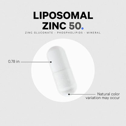 Codeage Liposomal Zinc Supplement – 3 Month Supply – One Per Day - 50 mg Zinc Gluconate Vitamin Pills - Essential Mineral Supplements Zinc Plus Liposomal Delivery Matrix - Vegan Non-GMO - 100 Capsules