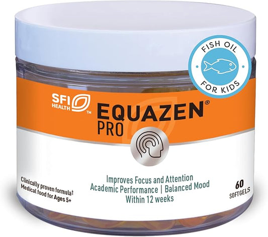 Equazen Pro SFI Health Fish Oil Softgels - Omega 3 & Omega 6 for Kids & Teens - EPA, GLA & DHA for Kids Mood, Memory & Focus Support - Optimized for Bioavailability & Absorption (60 Softgels)