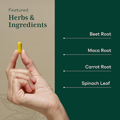 Gaia Herbs PRO Fermented Beet & Maca - Healthy Energy & Circulation Support Supplement* - Kidney Health Supplement with Beet & Carrot Root - Vegan, Gluten-Free, Soy-Free - 60 Capsules (30 Servings)