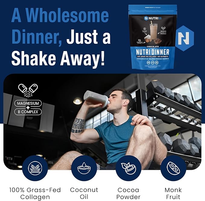 NutriDinner by Nutrillermo | Grass-Fed Collagen Protein Powder | Magnesium, B-Vitamins & Monk Fruit | Sleep, Recovery, and Wellness Supplement |