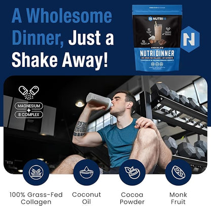 NutriDinner by Nutrillermo | Grass-Fed Collagen Protein Powder | Magnesium, B-Vitamins & Monk Fruit | Sleep, Recovery, and Wellness Supplement |