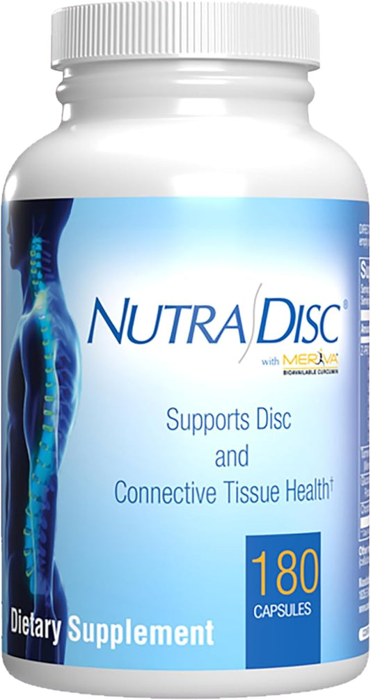 Nutra Disc & Joint Support Supplement - Clinically Formulated Restorative Cartilage Ligament and Tendon Supplement with Meriva Curcumin Enzymes Glucosamine and Chondroitin for Adults (180)