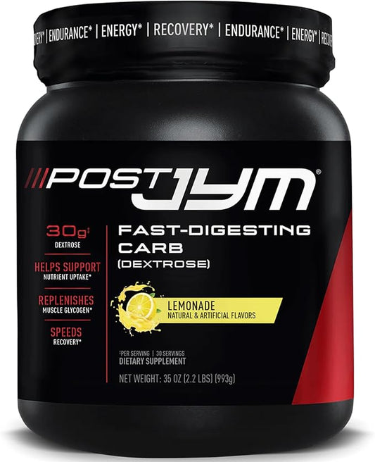 JYM Supplement Science Post JYM Lemonade Carb Fast Digesting Post Workout Recovery Powder Pure Dextrose, Glycogen Replenishment, Athletic Performance, Muscle Growth 30 Servings