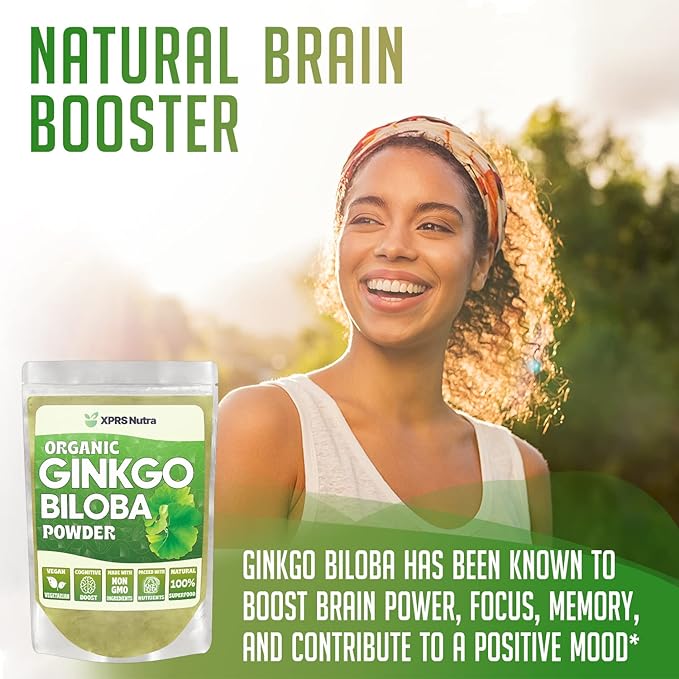 XPRS Nutra Organic Ginkgo Biloba Powder - Gingko Biloba Supplements for Cognition - Vegan Friendly Ginkoba Biloba Organic - Immunity Boosting Ginkgo Biloba Powder (4 oz)