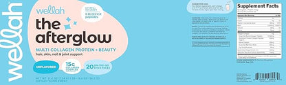 The Afterglow Multi Collagen Protein + Beauty Unflavored (20 Stickpacks) - 15G Collagen Complex Per Serving