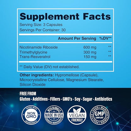 Benevolent NAD+ Supplement 1050mg – 90 Capsules for Maximum Absorption & Cellular Energy Boost – Supports Brain Function, Memory, Stamina & Healthy Aging with Nicotinamide Riboside, Trans-Resveratrol