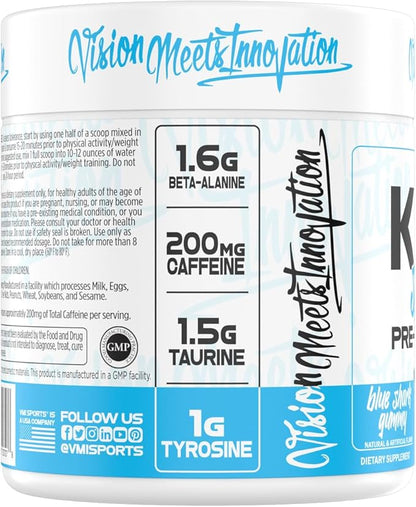 K-XR Sport Pre-Workout Powder | Energy – Performance – Focus and Pumps | Maximum Absorption Formula | Great Taste for Men & Women | 30 Servings (30 Servings, Blue Shark Gummy)