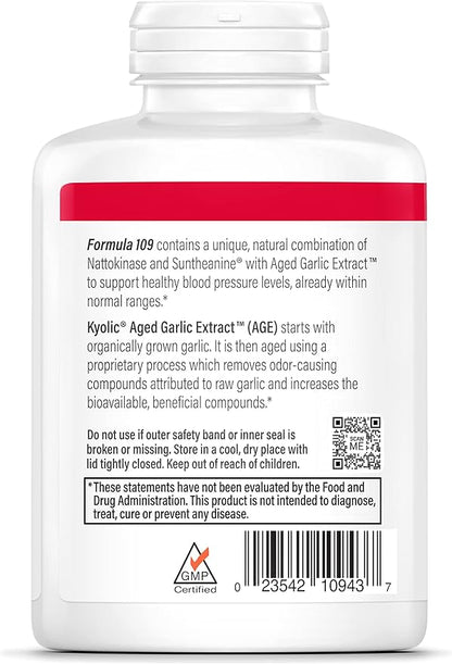 Kyolic Aged Garlic Extract Formula 109, Blood Pressure Health, 240 Capsules