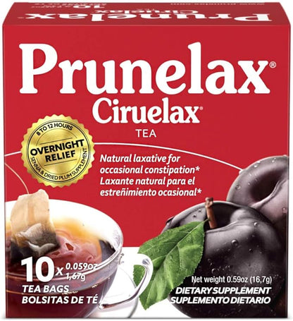 Prunelax Ciruelax Regular Strength Laxative Tea Bags - Made with Natural Senna Extracts, for Occasional Constipation, Senna Extract - 10 Bags (Pack of 5)